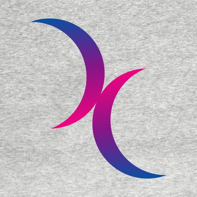 Double Crescent Moon Bisexual Pride Symbol by sovereign120